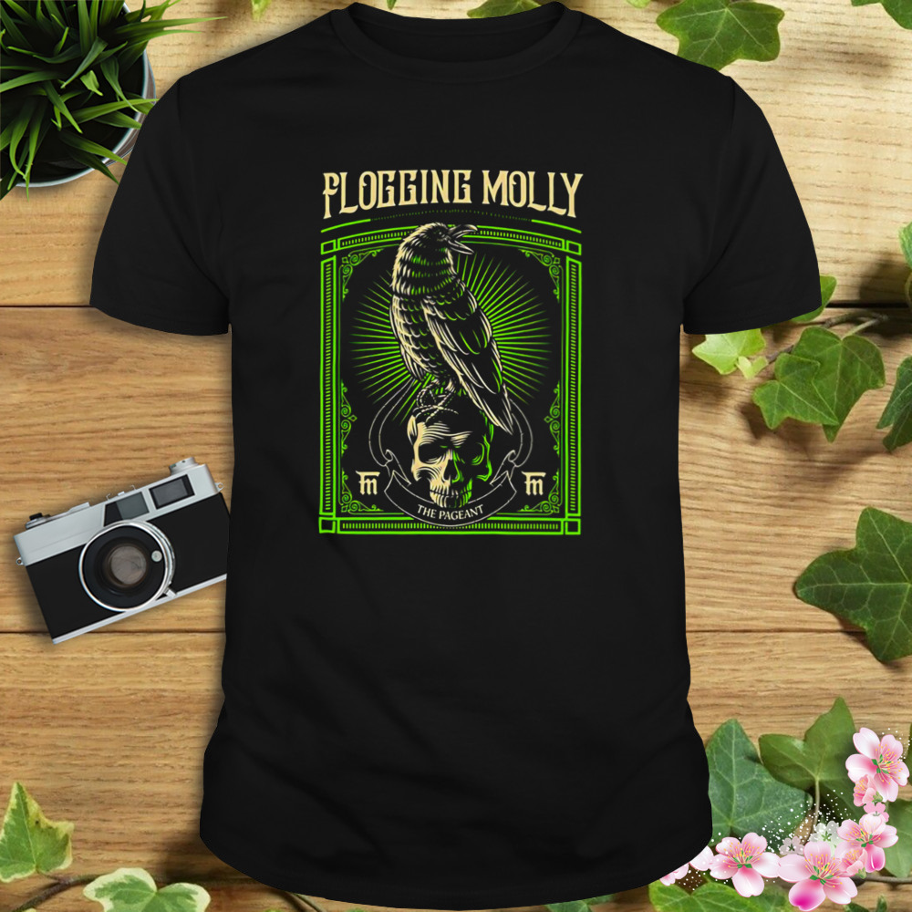 Black Crow And Skull Green Background Flogging Molly shirt