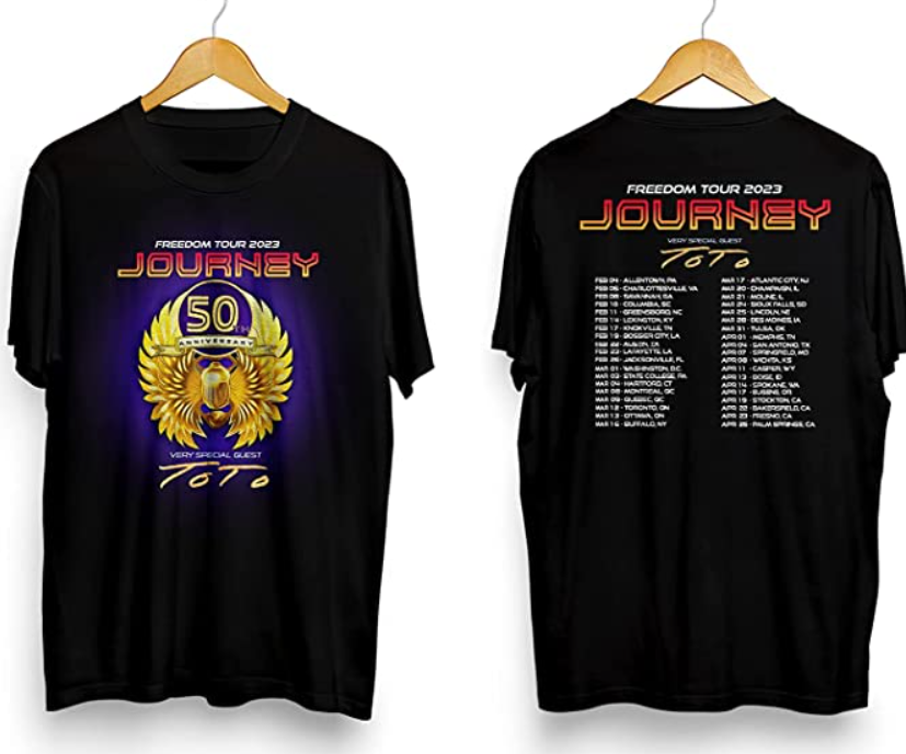 Double Sided Journey Freedom Tour 2023 Rock Band 50th Anniversary T Shirt