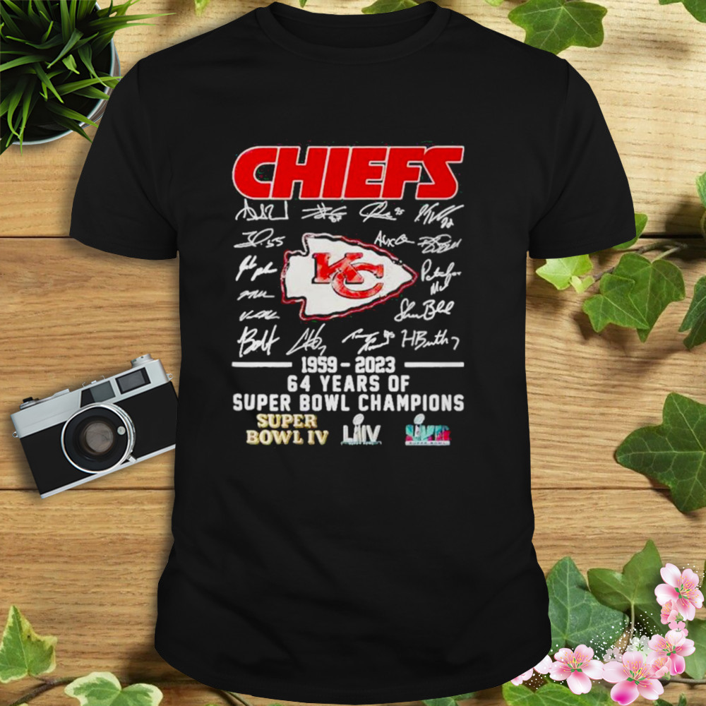 Kansas City Chiefs 1959 2023 64 Years Of Super Bowl Champions Super Bowl LVII Signature Shirt