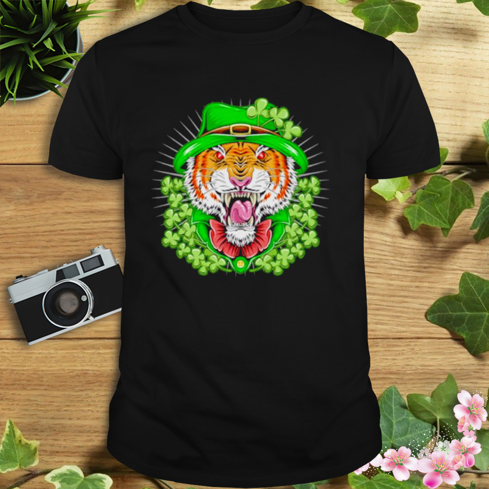 St Patricks Day Lucky Shamrock Tiger Shirt