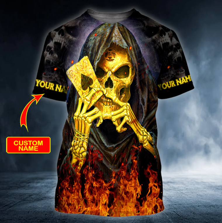 Alchemy Reaper's Ace Fire Skull Personalized 3D Printed T Shirt