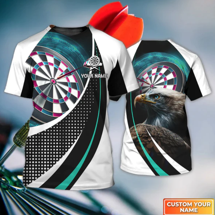 Bullseye Dartboard Personalized Name 3D Eagle And Darts Tshirt For Dart Team Player Tad