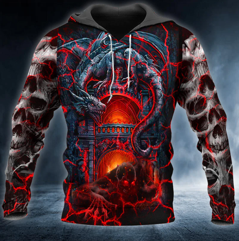 Dragon's Lair Fires Of Hell Skull 3D Printed T Shirt