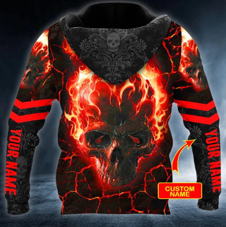 Fire Ghost Rider Skull Personalized 3D Printed T Shirt