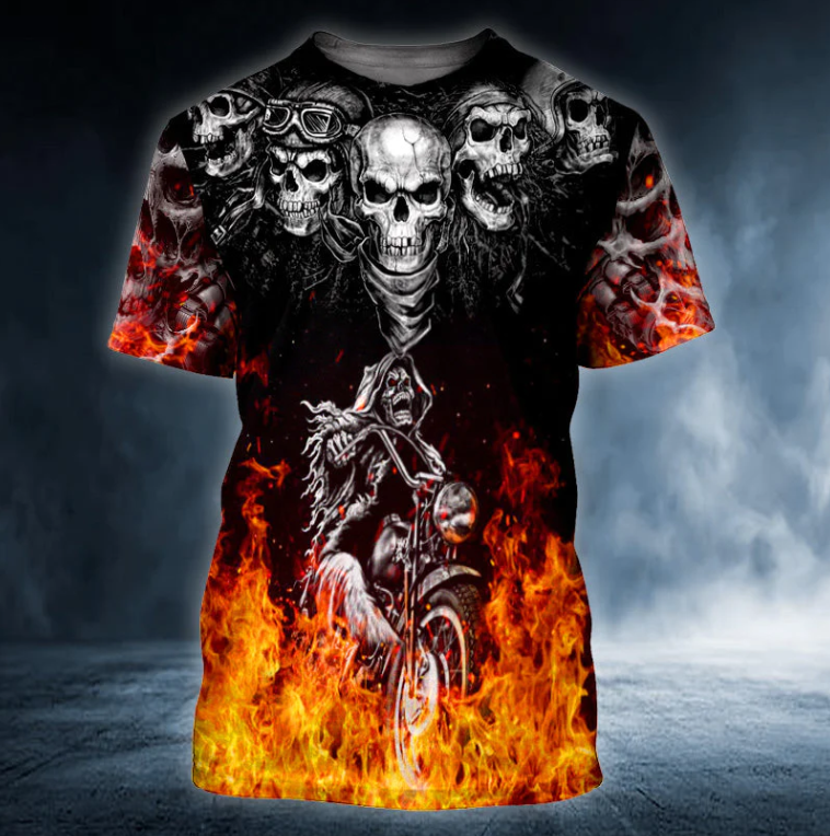 Five Ghost Riders Skull 3D Printed T Shirt