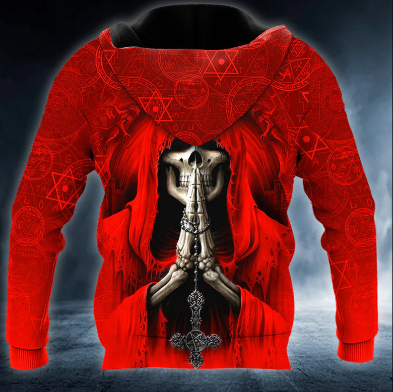 Grim Reaper Red Pray Skull 3D Printed T Shirt