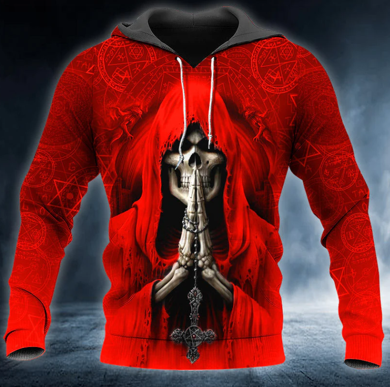 Grim Reaper Red Pray Skull 3D Printed T Shirt