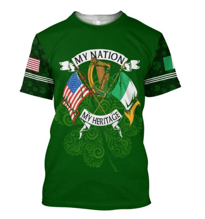 Irish St Patrick’s Day My Nation My Heritage 3D T-shirt