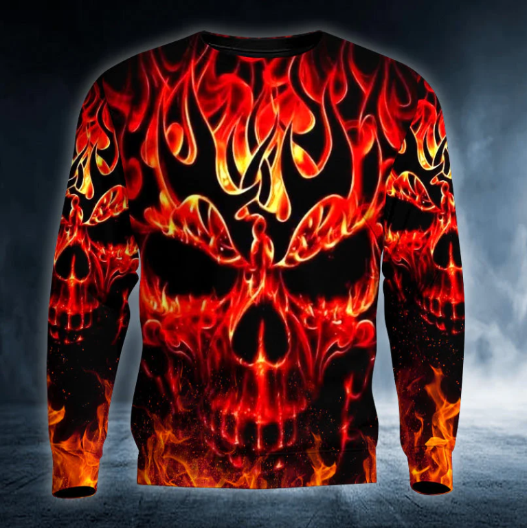 King Fire Skull 3D Printed T Shirt