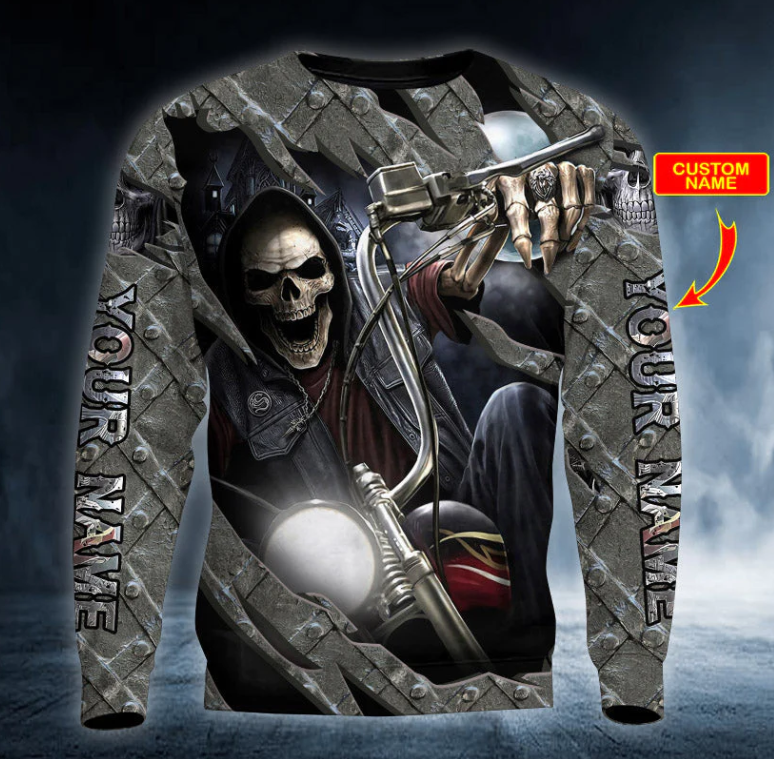 King Motocycle Skull Personalized 3D Printed T Shirt