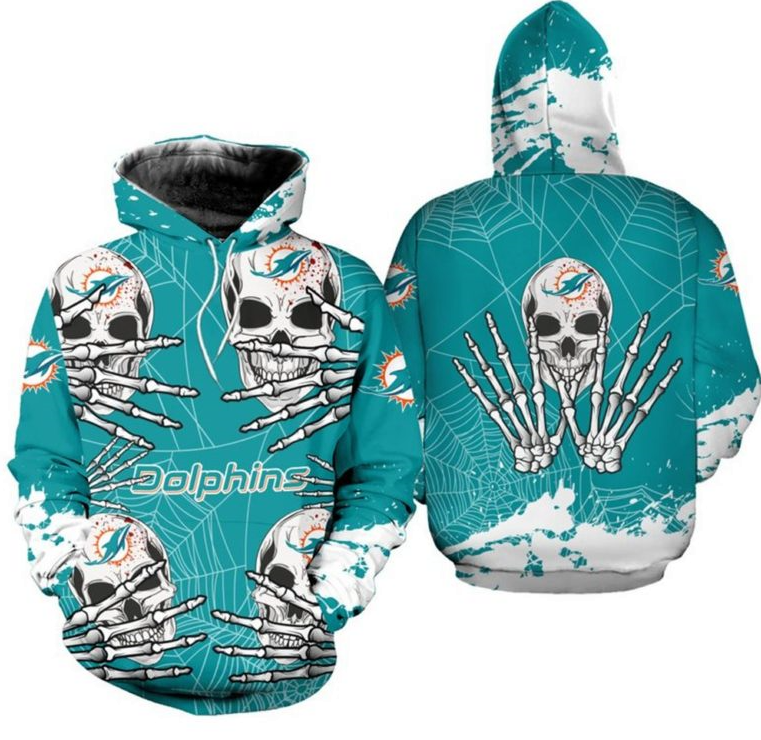 Skull NFL Miami Dolphins All Over Print 3D T-Shirt