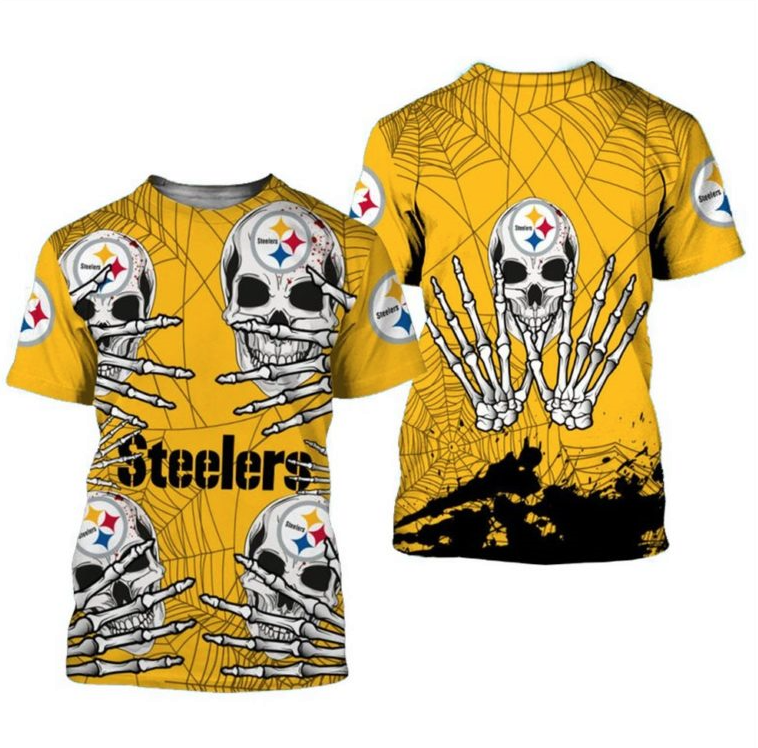 Pittsburgh Steelers Tee Shirt Skull 3D For Men And Women