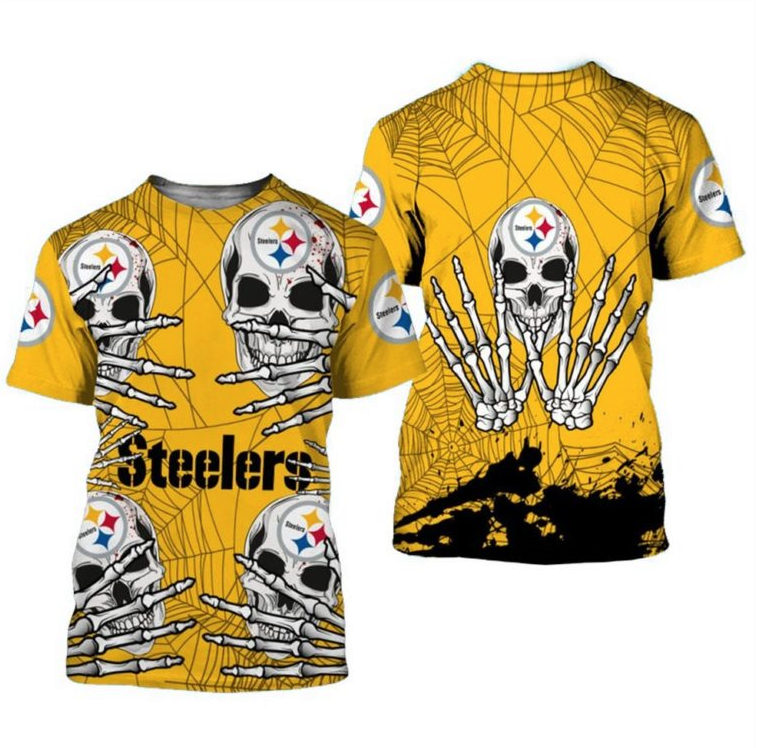 Skull NFL Pittsburgh Steelers All Over Print 3D T-Shirt