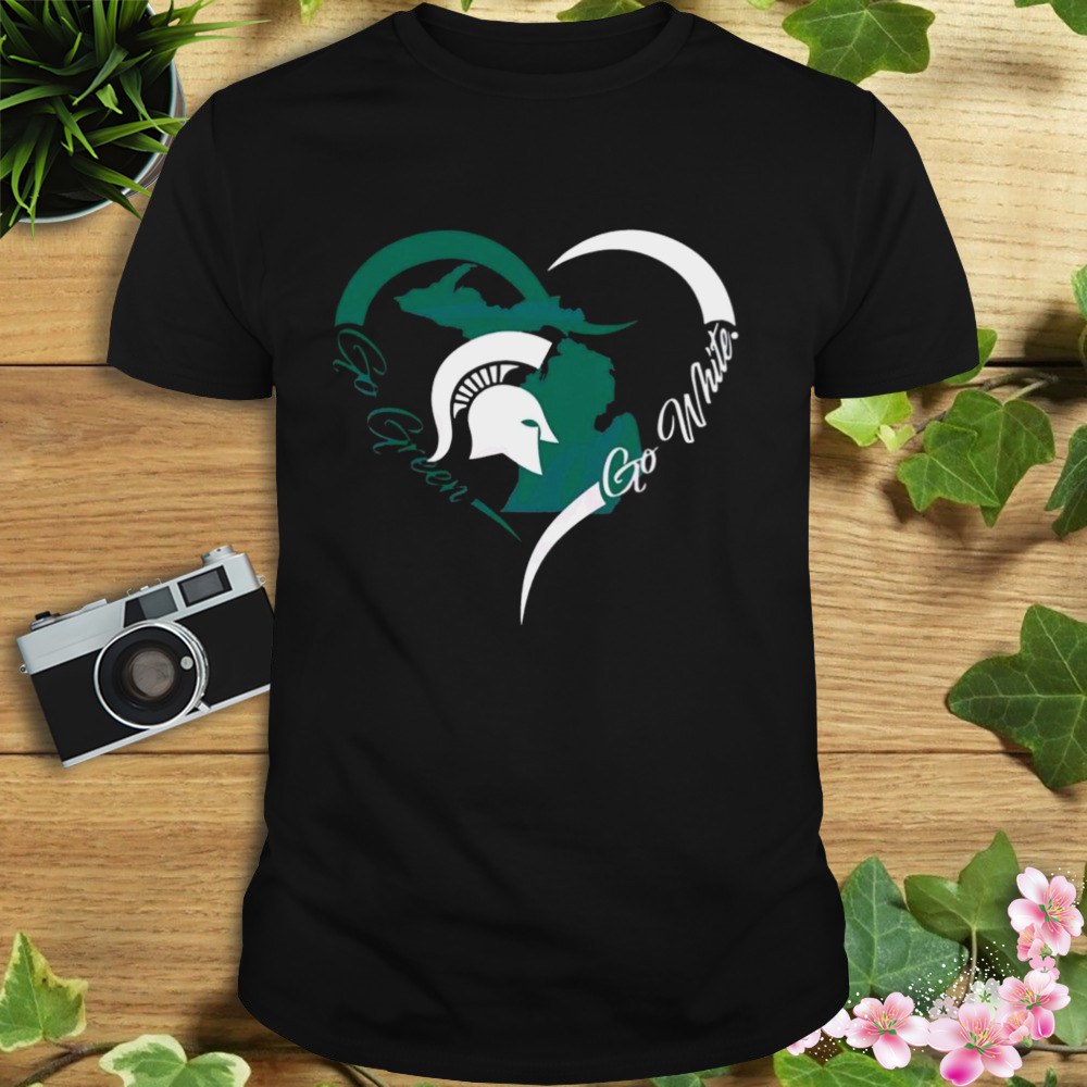 Spartan strong go green heart Michigan state university shirt