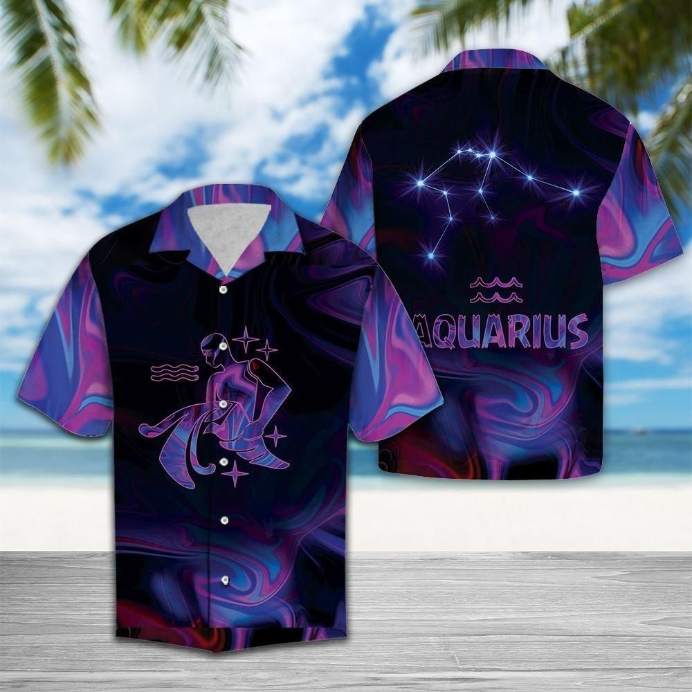 Aquarius Horoscope Aloha Hawaiian Shirt Colorful Short Sleeve Summer Beach Casual Shirt For Men And Women