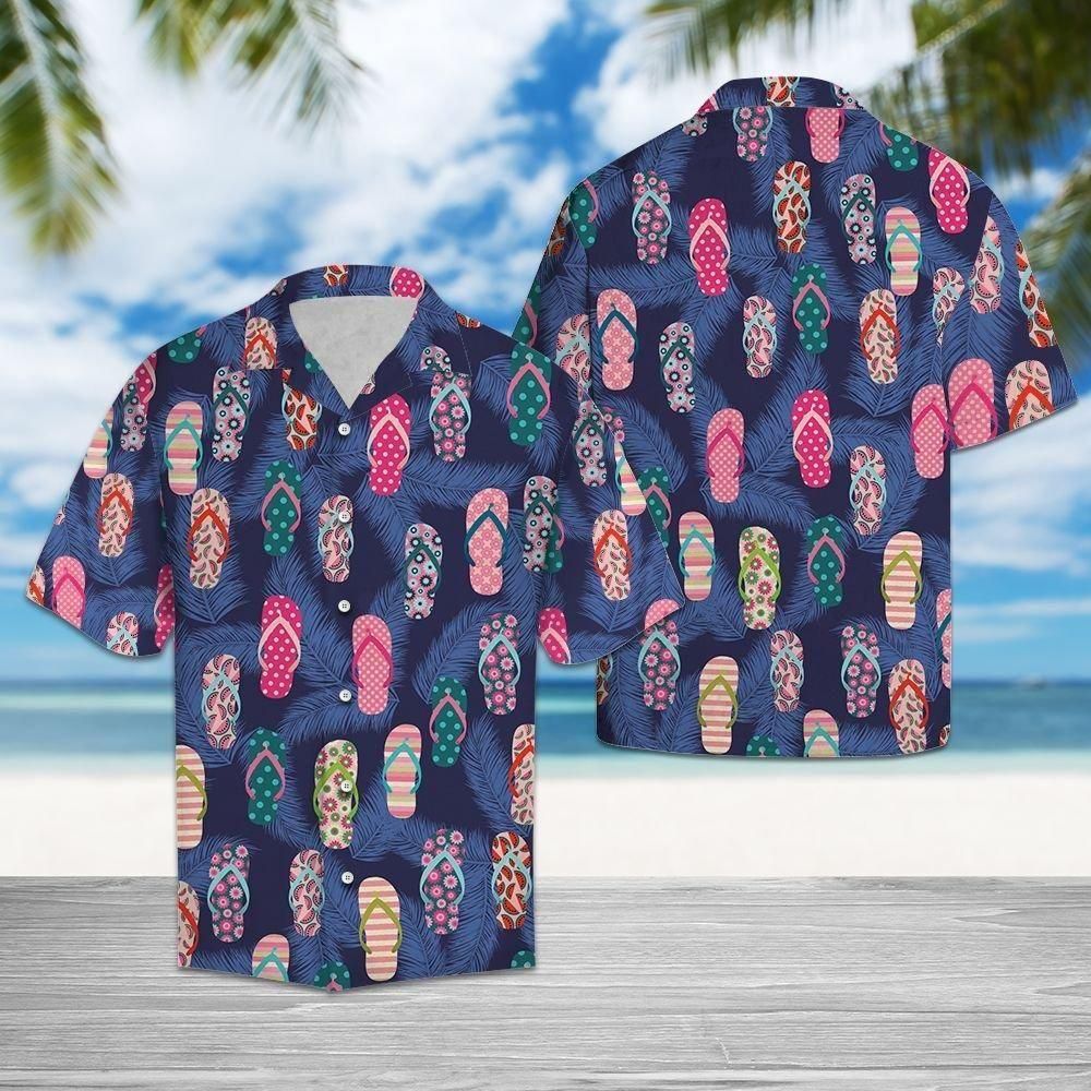 Awesome Flip Flops Aloha Hawaiian Shirt Colorful Short Sleeve Summer Beach Casual Shirt For Men And Women