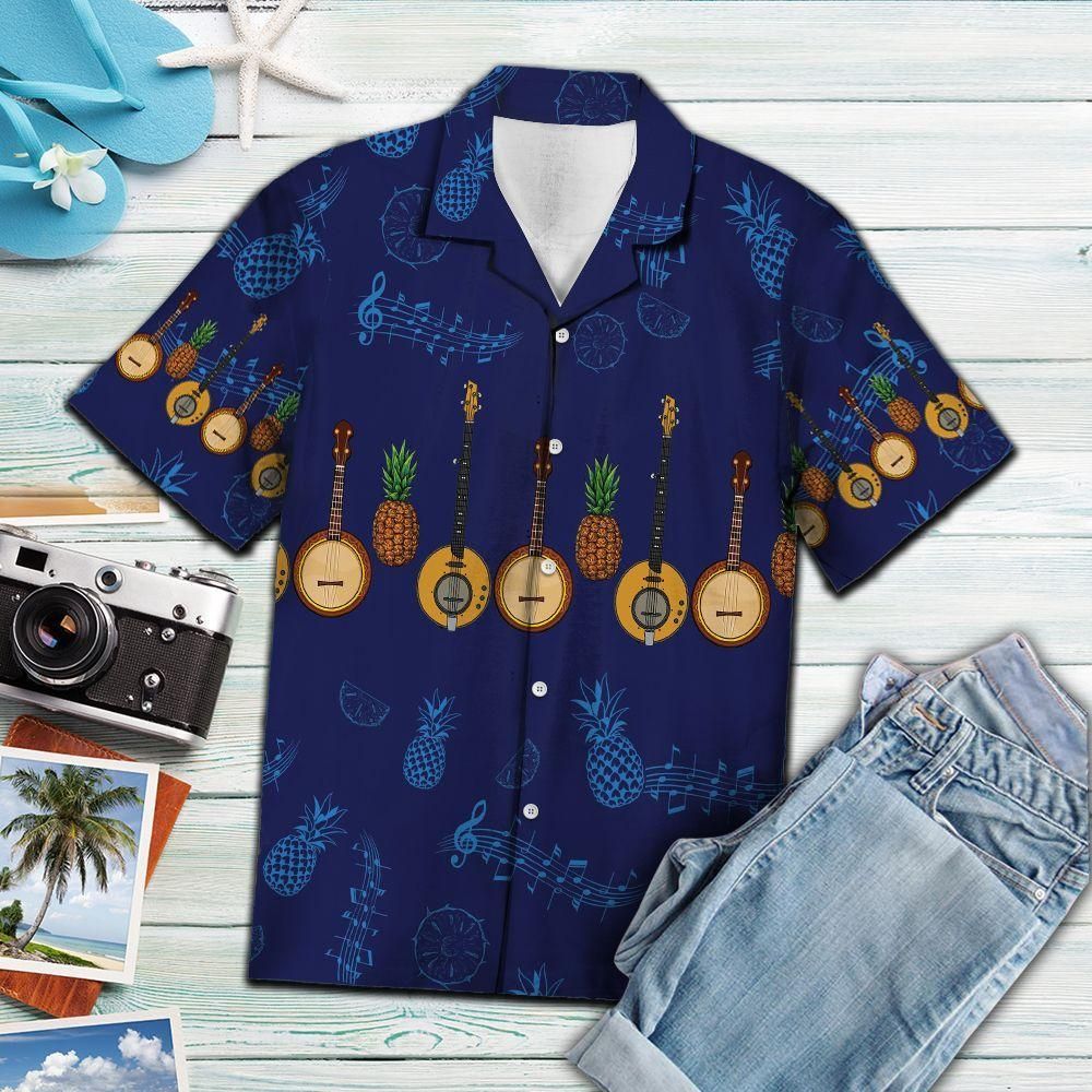 Banjo Musical Instrument Aloha Hawaiian Shirt Colorful Short Sleeve Summer Beach Casual Shirt For Men And Women