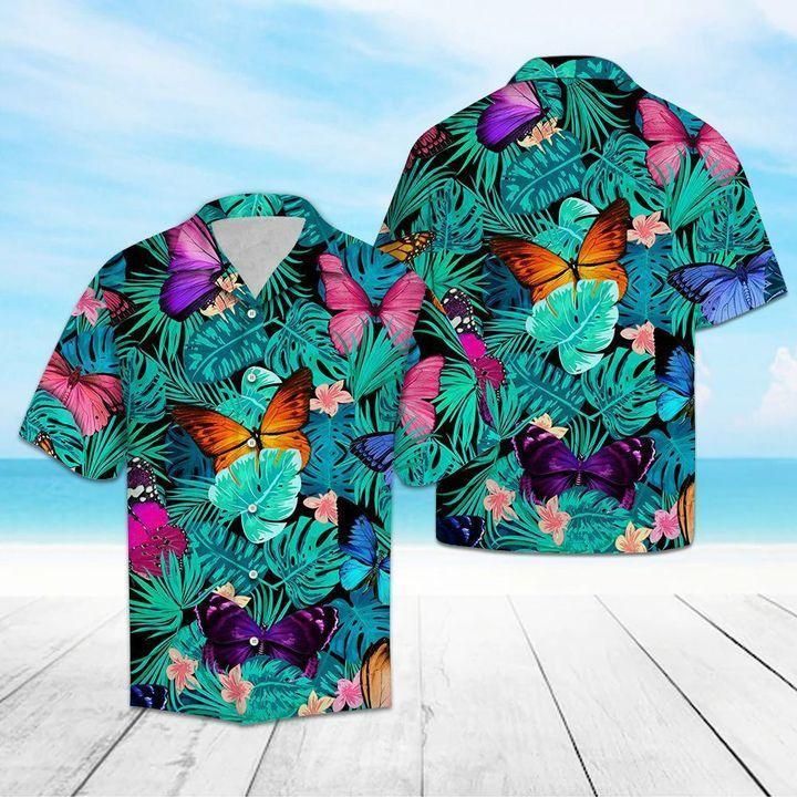 Butterfly Aloha Hawaiian Shirt Colorful Short Sleeve Summer Beach Casual Shirt For Men And Women
