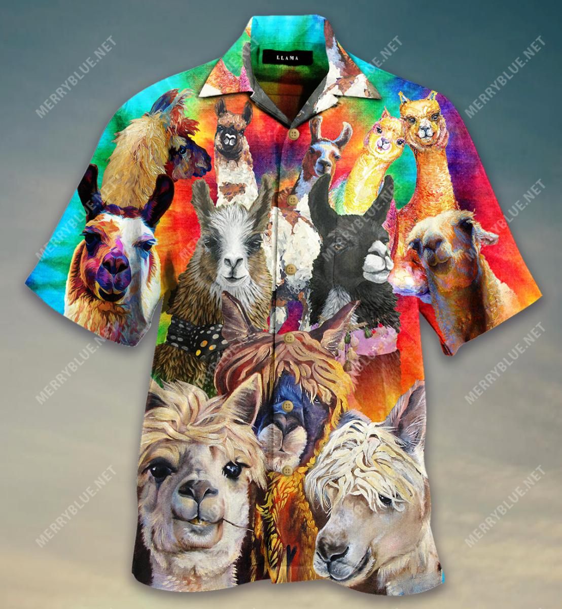 Colorful Llamas Aloha Hawaiian Shirt Colorful Short Sleeve Summer Beach Casual Shirt For Men And Women
