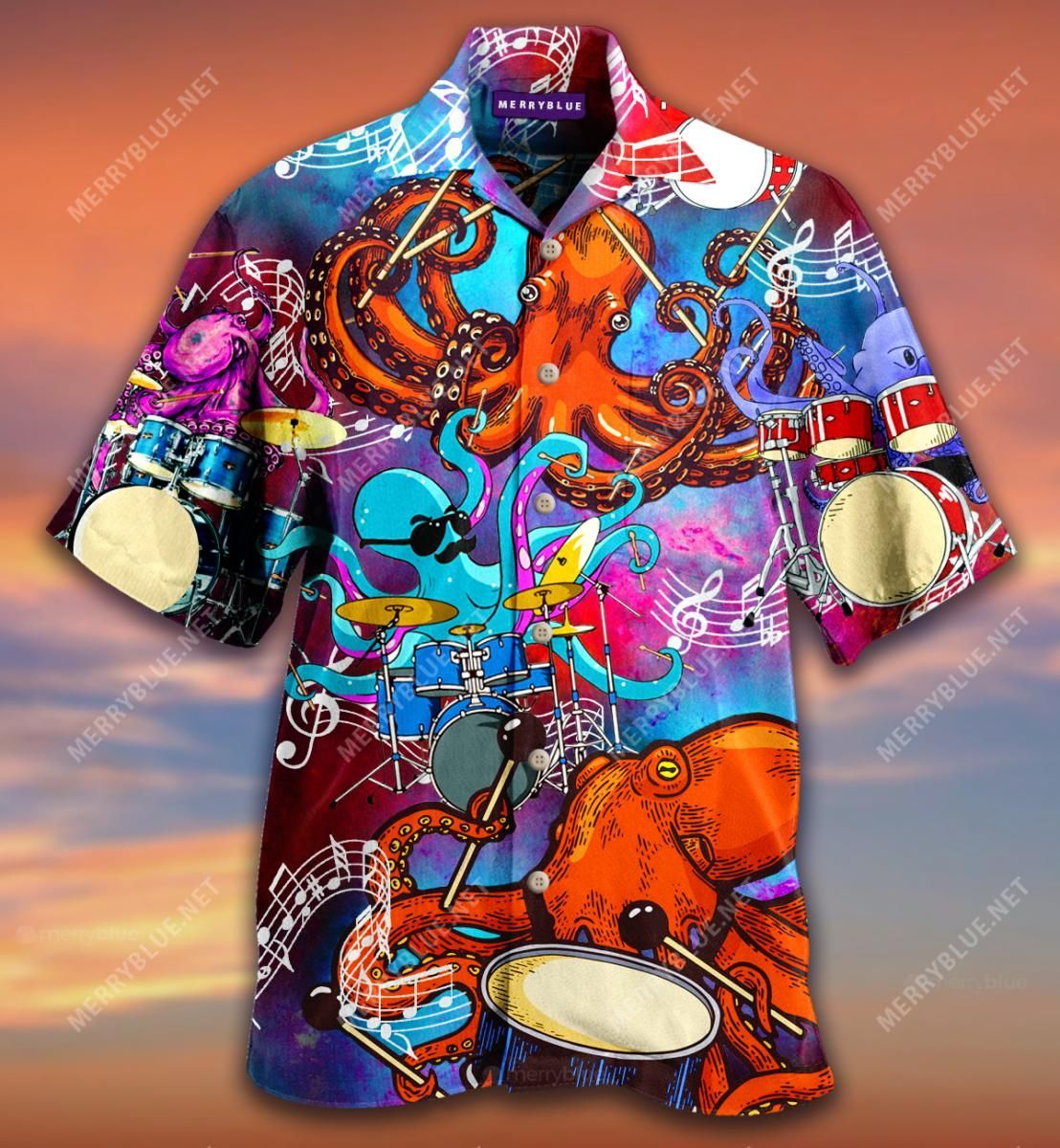 Dance To The Beat Of Your Own Drum Octopus Aloha Hawaiian Shirt Colorful Short Sleeve Summer Beach Casual Shirt For Men And Women