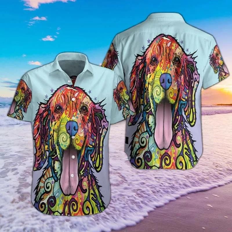 Dog Aloha Hawaiian Shirt Colorful Short Sleeve Summer Beach Casual Shirt For Men And Women