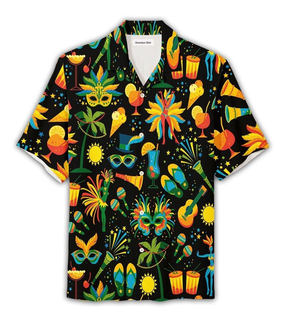 Festival Tropical Mardi Grass Aloha Hawaiian Shirt Colorful Short Sleeve Summer Beach Casual Shirt For Men And Women