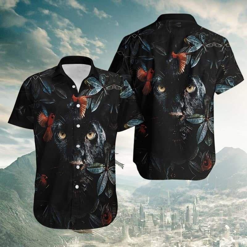 Flower Cardinal Panther Aloha Hawaiian Shirt Colorful Short Sleeve Summer Beach Casual Shirt For Men And Women