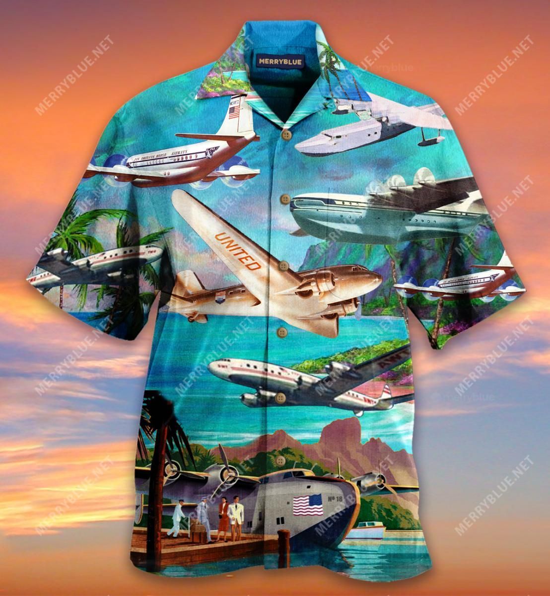 Fly To Hawaii Aircraft Aloha Hawaiian Shirt Colorful Short Sleeve Summer Beach Casual Shirt For Men And Women