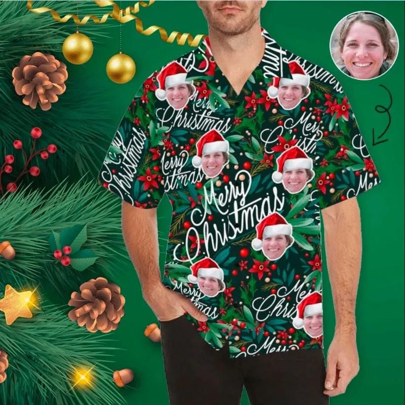 Funny Face Merry Christmas Santa Claus Aloha Hawaiian Shirt Colorful Short Sleeve Summer Beach Casual Shirt For Men And Women