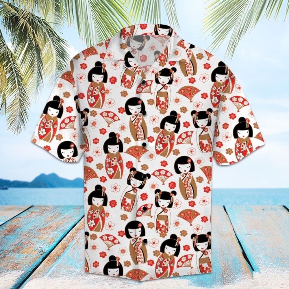 Geisha Aloha Hawaiian Shirt Colorful Short Sleeve Summer Beach Casual Shirt For Men And Women