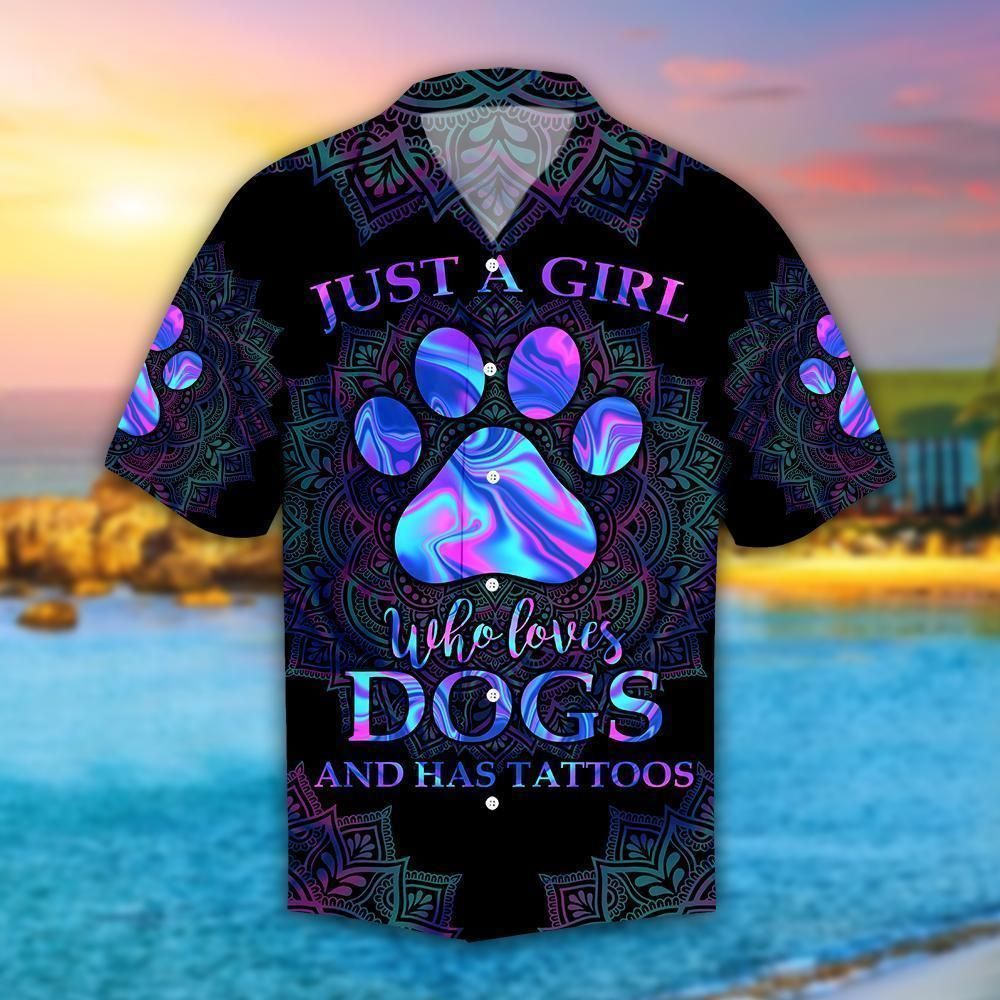 Girl Loves Dogs Aloha Hawaiian Shirt Colorful Short Sleeve Summer Beach Casual Shirt For Men And Women