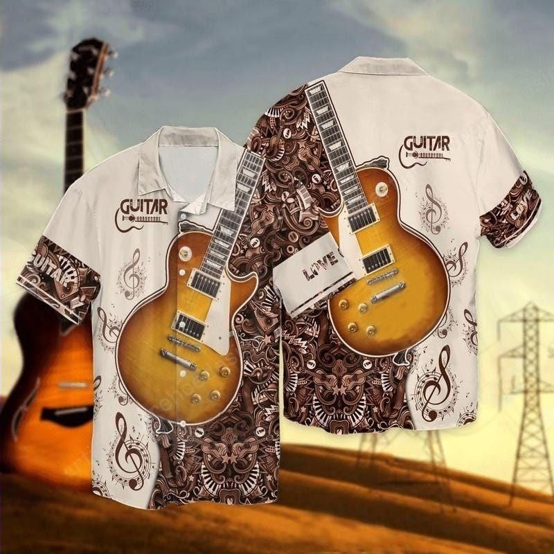 Guitar Lover Aloha Hawaiian Shirt Colorful Short Sleeve Summer Beach Casual Shirt For Men And Women
