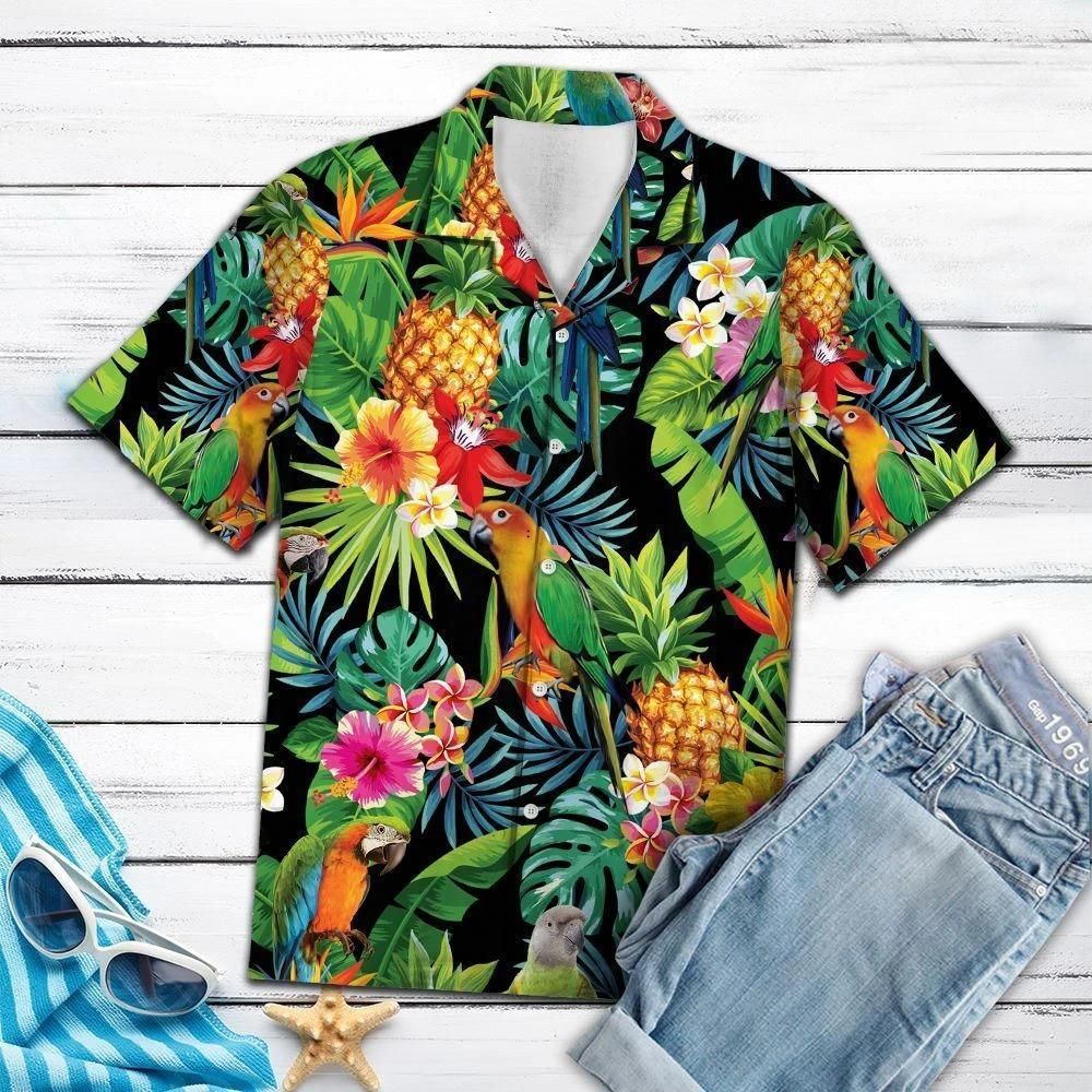 Hiding Parrot Aloha Hawaiian Shirt Colorful Short Sleeve Summer Beach Casual Shirt For Men And Women