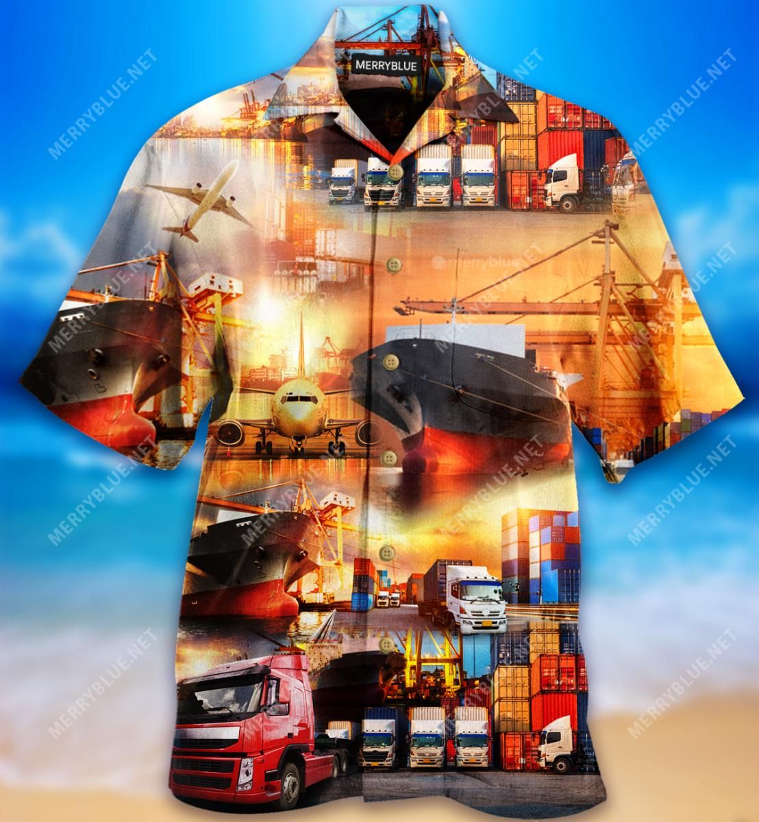 Into The World Logistics Aloha Hawaiian Shirt Colorful Short Sleeve Summer Beach Casual Shirt For Men And Women