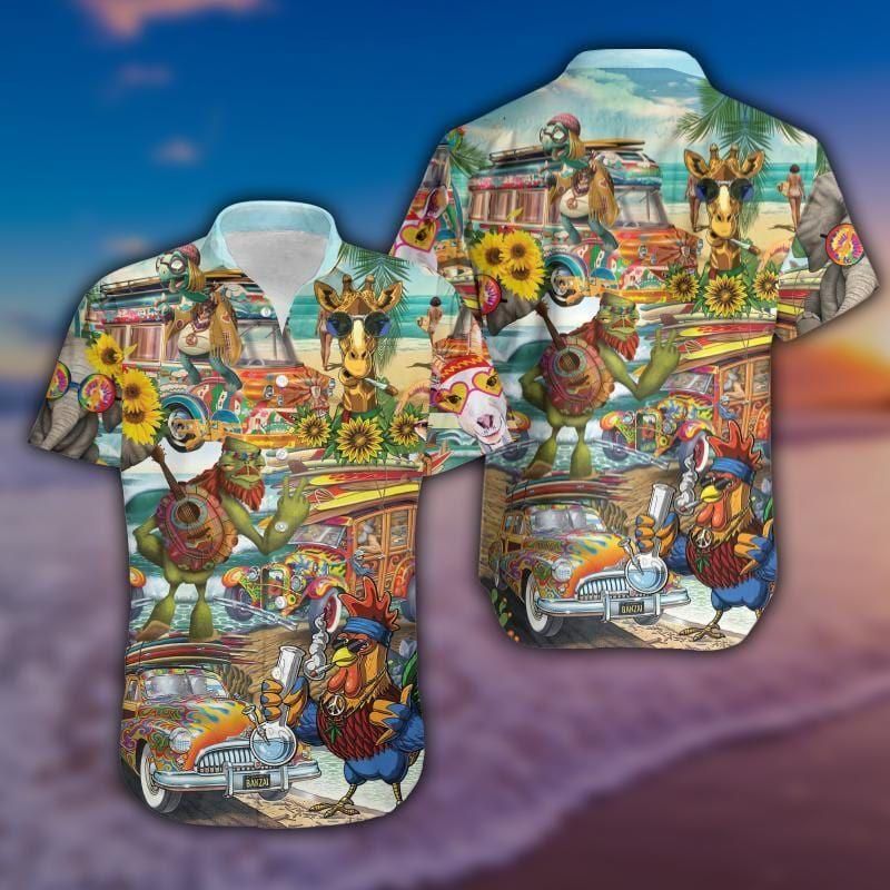 Let Dance In The Sun Hippie Life Aloha Hawaiian Shirt Colorful Short Sleeve Summer Beach Casual Shirt For Men And Women