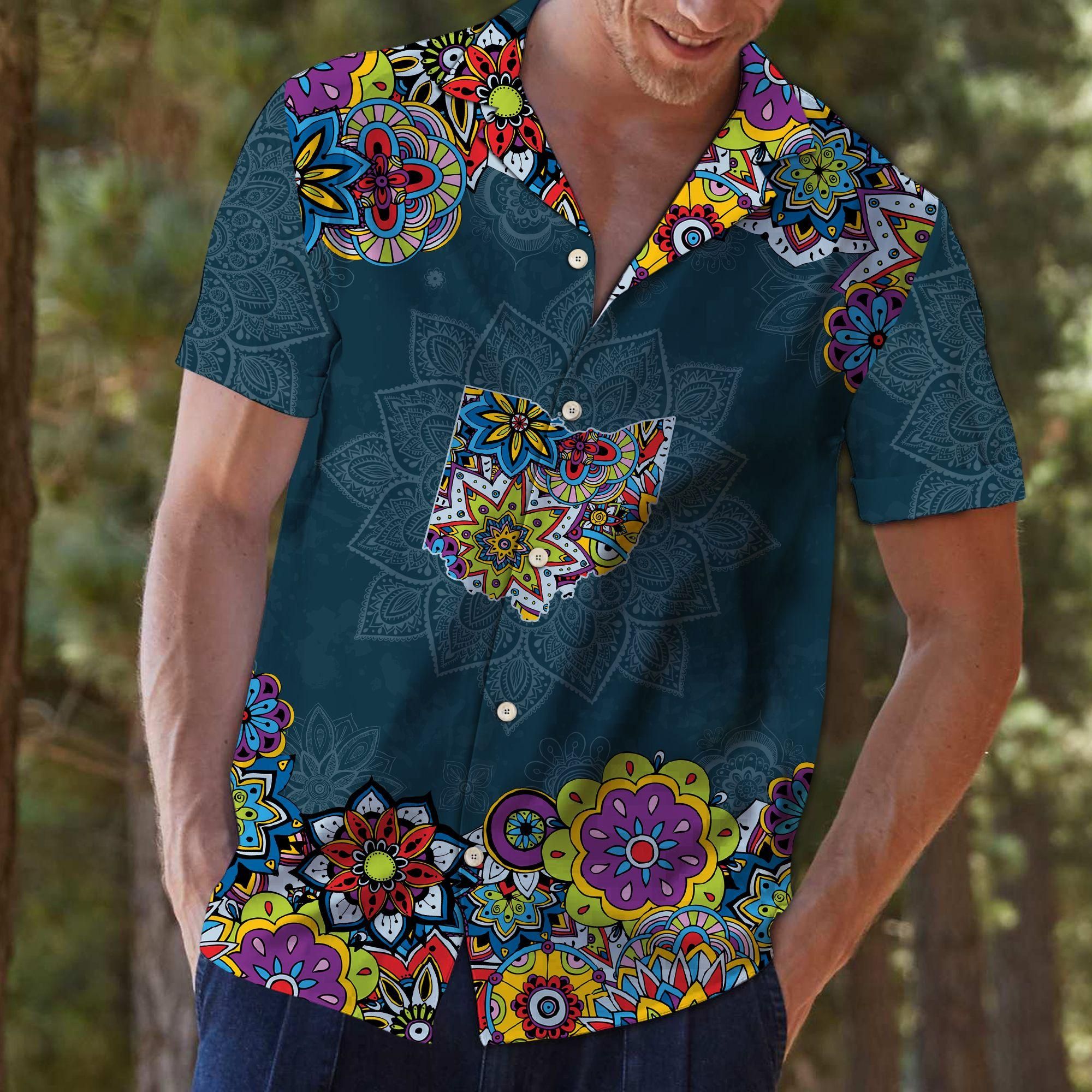 Ohio Mandala Aloha Hawaiian Shirt Colorful Short Sleeve Summer Beach Casual Shirt For Men And Women