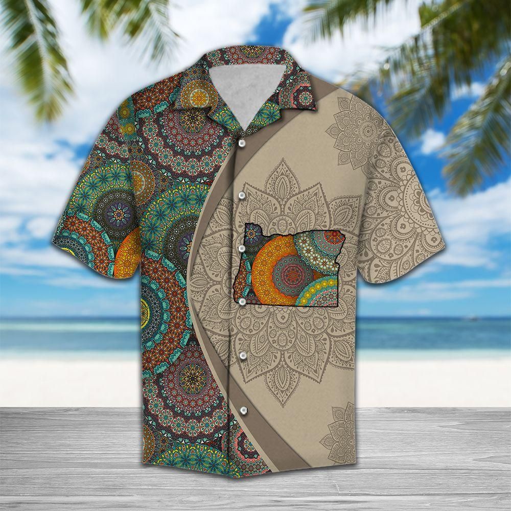 Oregon Mandala Aloha Hawaiian Shirt Colorful Short Sleeve Summer Beach Casual Shirt For Men And Women