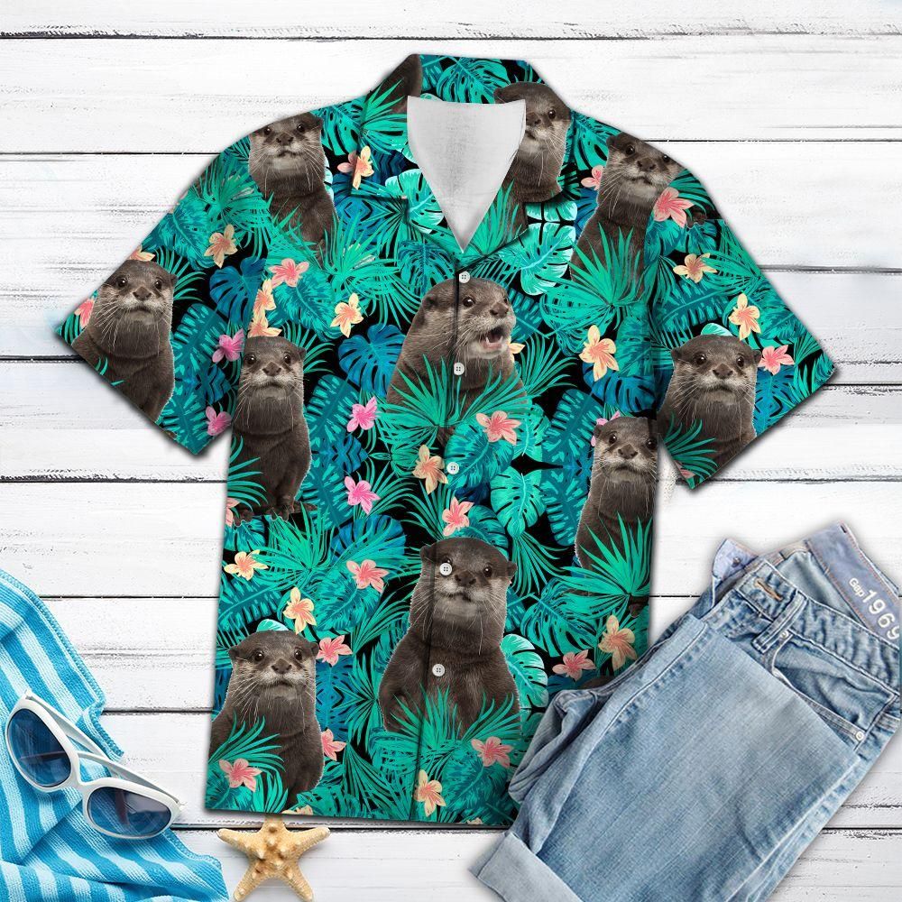 Otter Tropical Aloha Hawaiian Shirt Colorful Short Sleeve Summer Beach Casual Shirt For Men And Women