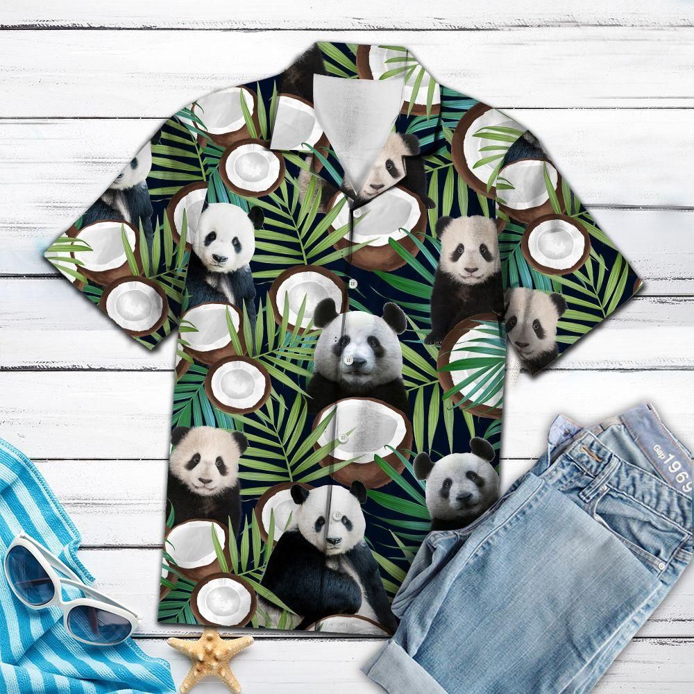 Panda Coconut Tropical Aloha Hawaiian Shirt Colorful Short Sleeve Summer Beach Casual Shirt For Men And Women
