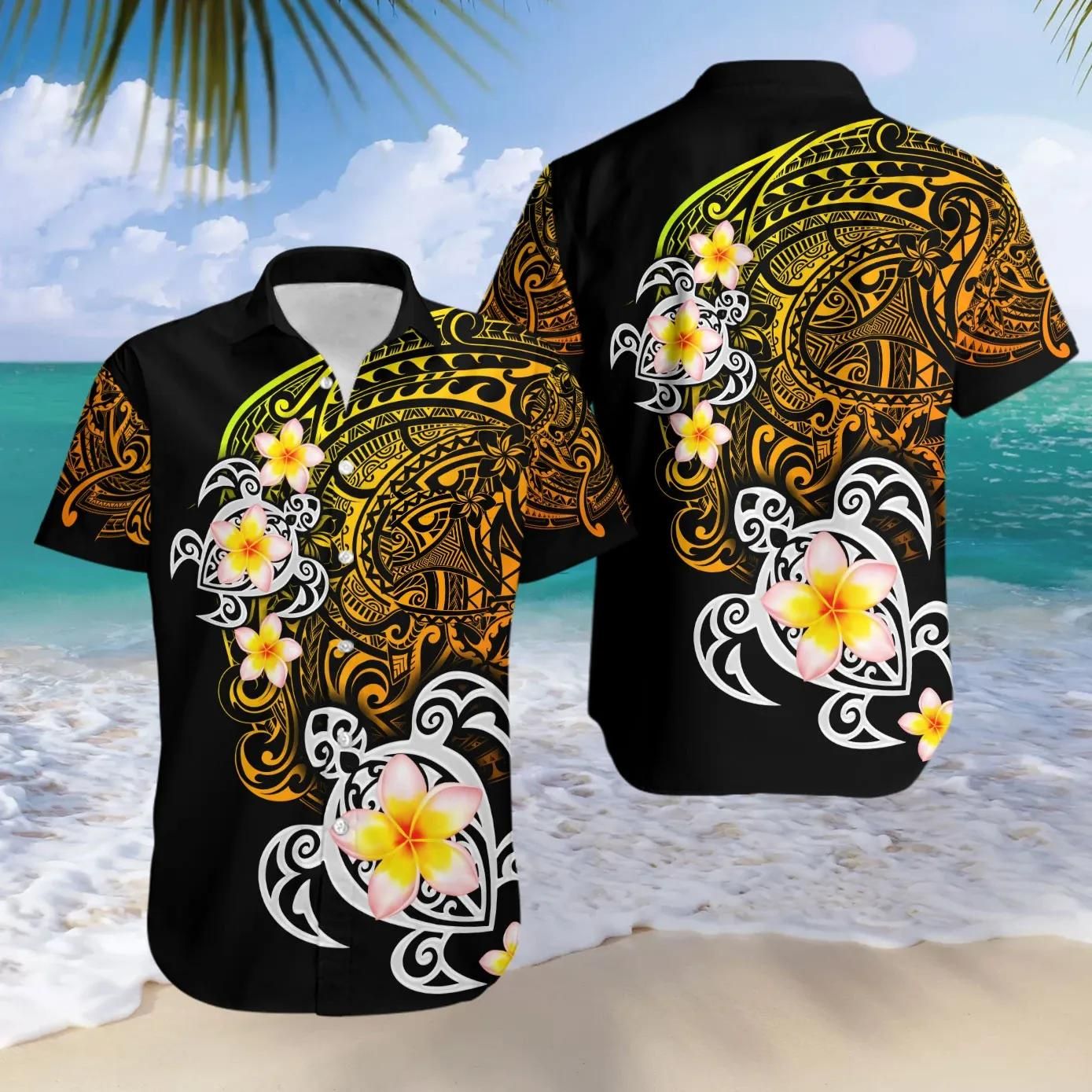 Polynesian Golden Maori Tattoo Aloha Hawaiian Shirt Colorful Short Sleeve Summer Beach Casual Shirt For Men And Women
