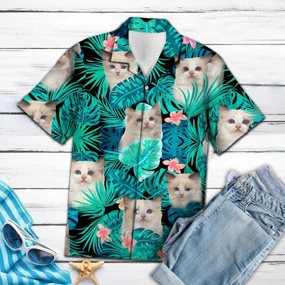 Ragdoll Kittens Green Tropical Aloha Hawaiian Shirt Colorful Short Sleeve Summer Beach Casual Shirt For Men And Women