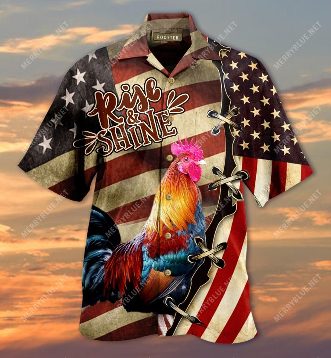 Rise And Shine Rooster Aloha Hawaiian Shirt Colorful Short Sleeve Summer Beach Casual Shirt For Men And Women