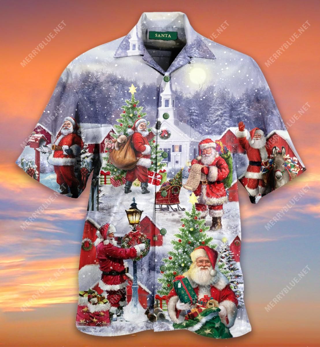 Santa Claus Is Coming Aloha Hawaiian Shirt Colorful Short Sleeve Summer Beach Casual Shirt For Men And Women