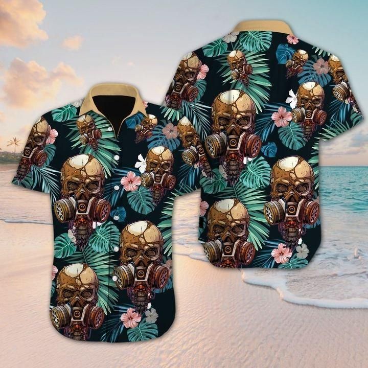 Skull Aloha Hawaiian Shirt Colorful Short Sleeve Summer Beach Casual Shirt For Men And Women