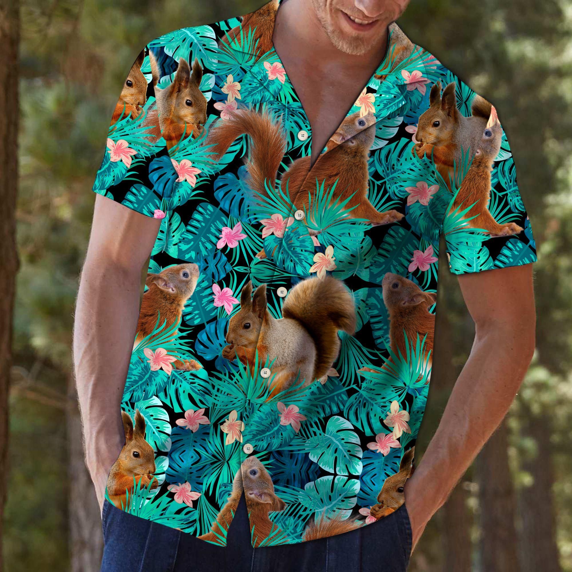 Squirrels Tropical Aloha Hawaiian Shirt Colorful Short Sleeve Summer Beach Casual Shirt For Men And Women