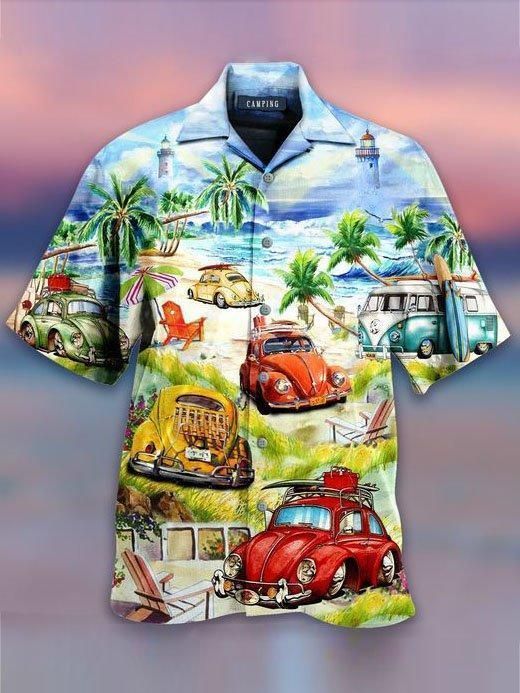 Surf Car Aloha Hawaiian Shirt Colorful Short Sleeve Summer Beach Casual Shirt For Men And Women