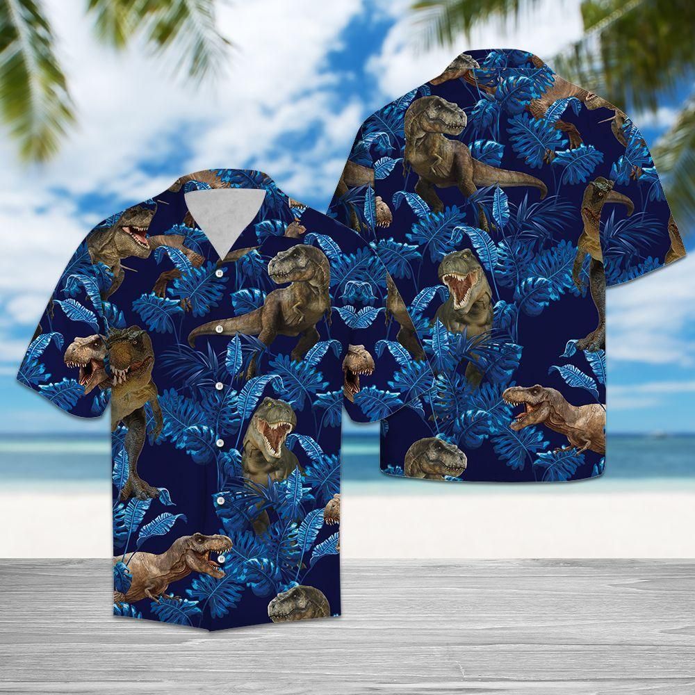T-Rex Tropical Aloha Hawaiian Shirt Colorful Short Sleeve Summer Beach Casual Shirt For Men And Women
