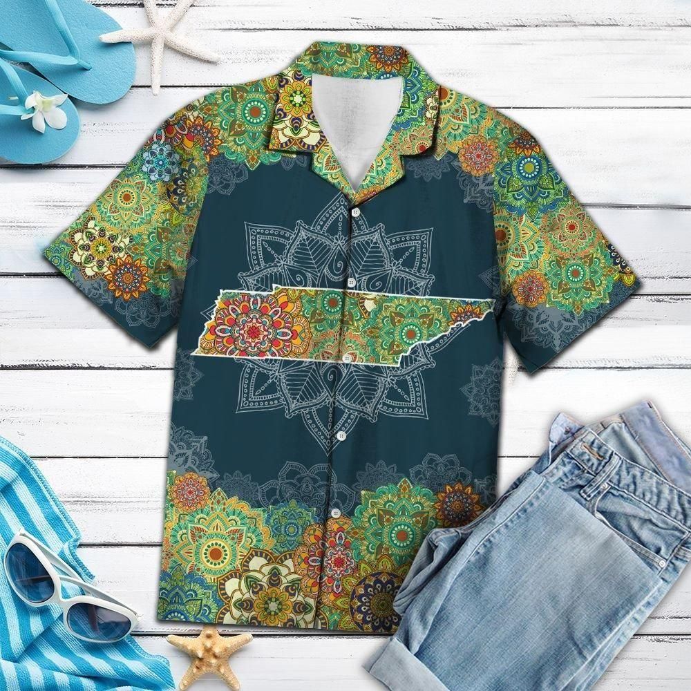 Tennnessee Floral Mandala Aloha Hawaiian Shirt Colorful Short Sleeve Summer Beach Casual Shirt For Men And Women