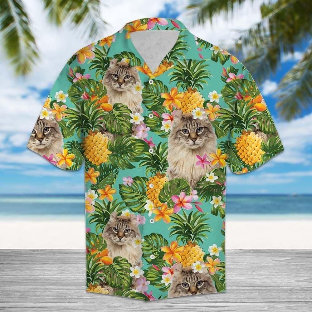 Tropical Pineapple American Curl Aloha Hawaiian Shirt Colorful Short Sleeve Summer Beach Casual Shirt For Men And Women