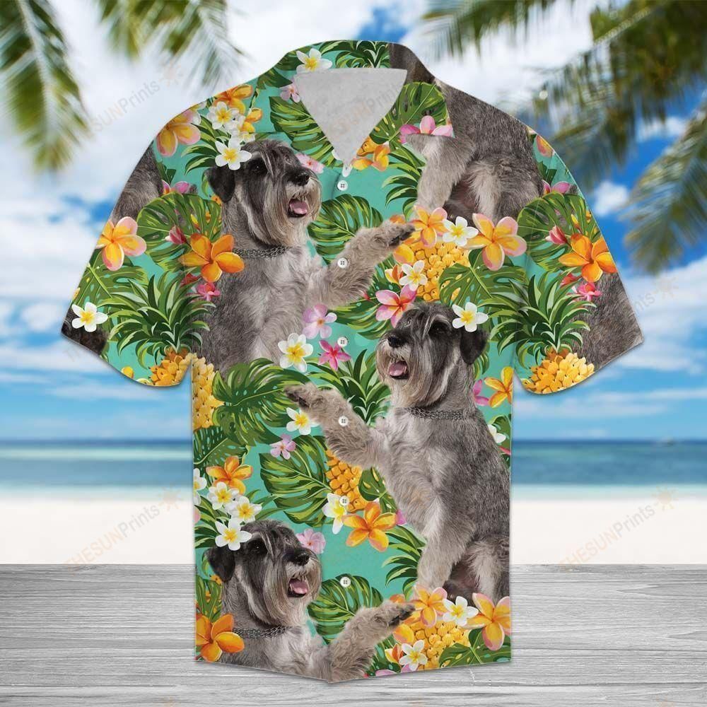 Tropical Pineapple Miniature Schnauzer Aloha Hawaiian Shirt Colorful Short Sleeve Summer Beach Casual Shirt For Men And Women